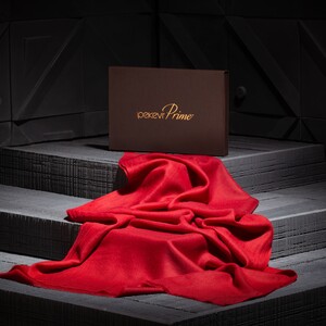 Red Cashmere Wool Silk Prime Scarf - Thumbnail