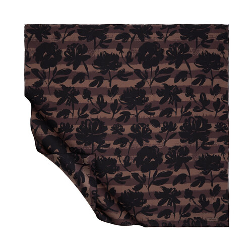 Red Copper Begonia Patterned Twill Silk Scarf