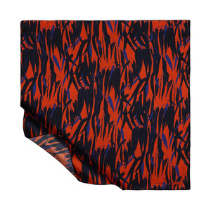 Red Copper Dark Garden Print Silk Twill Scarf - Thumbnail