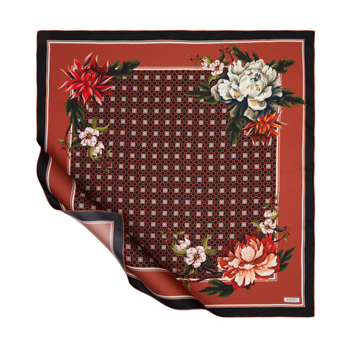 Red Copper Eden Of Medal Twill Silk Scarf