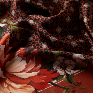 Red Copper Eden Of Medal Twill Silk Scarf - Thumbnail
