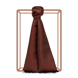 Red Copper Khaki Reversible Silk Scarf - Thumbnail