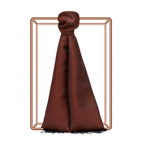 Red Copper Khaki Reversible Silk Scarf