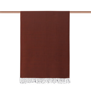 Red Copper Khaki Reversible Silk Scarf - Thumbnail