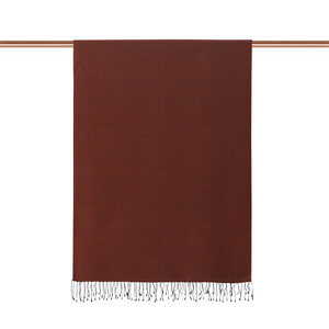 Red Copper Khaki Reversible Silk Scarf - Thumbnail