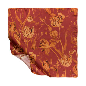 Red Copper Melancholia Print Silk Twill Scarf - Thumbnail