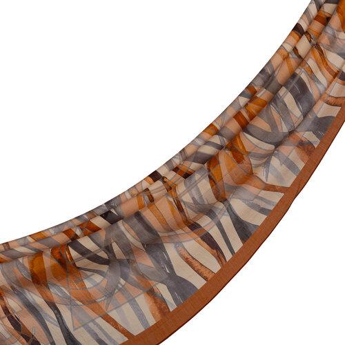 Red Copper Mono Wave Print Tencel Scarf