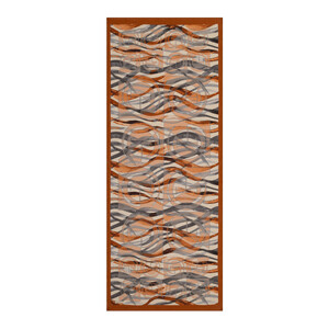 Red Copper Mono Wave Print Tencel Scarf - Thumbnail