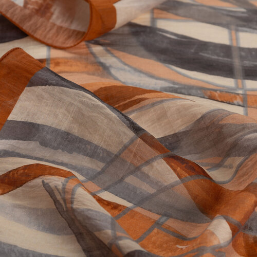 Red Copper Mono Wave Print Tencel Scarf