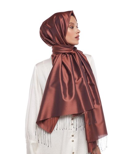 Red Copper Plain Silk Scarf