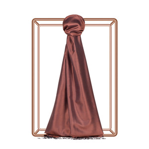 Red Copper Plain Silk Scarf - Thumbnail