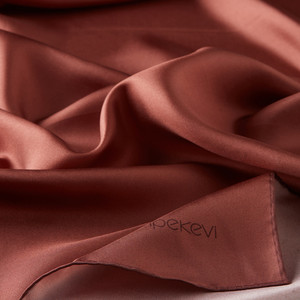 Red Copper Plain Silk Twill Scarf - Thumbnail