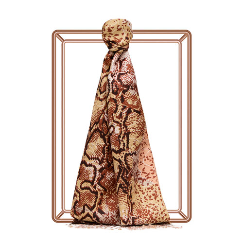 Red Copper Snakeskin Print Silk Shawl