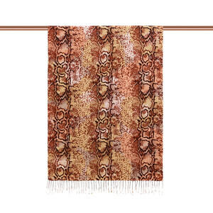 Red Copper Snakeskin Print Silk Shawl - Thumbnail