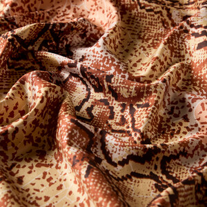Red Copper Snakeskin Print Silk Shawl - Thumbnail