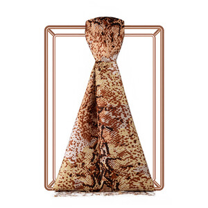 ipekevi - Red Copper Snakeskin Print Silk Shawl