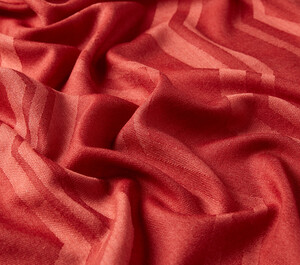 Red Ethnic Zigzag Wool Silk Scarf - Thumbnail