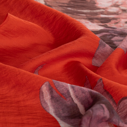 Red Florescence Print Tencel Scarf