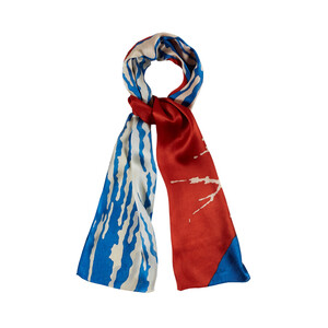 Red Fuji Satin Silk Scarf - Thumbnail