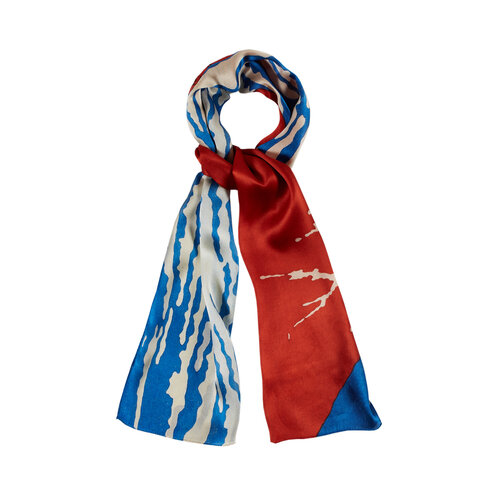 Red Fuji Satin Silk Scarf