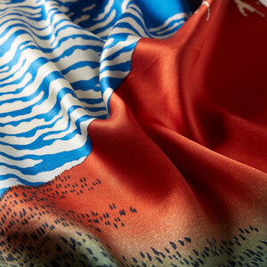 Red Fuji Silk Twill Scarf - Thumbnail