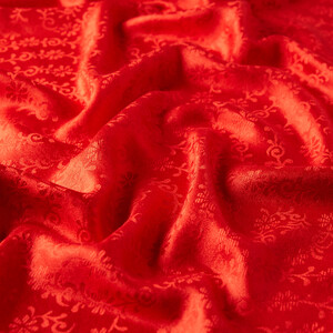 ipekevi - Red Golden Horn Pattern Silk Scarf Shawl (1)