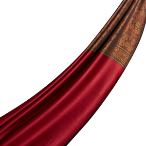 Red Jacquard Hand Woven Prime Silk Scarf - Thumbnail