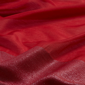 Red Lurex Cotton Silk Scarf - Thumbnail