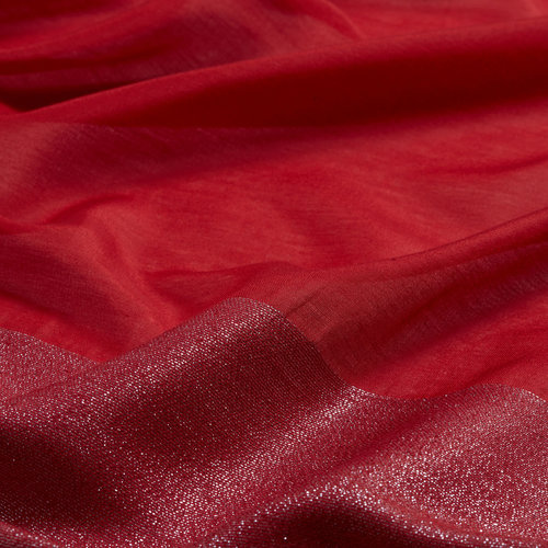 Red Lurex Cotton Silk Scarf