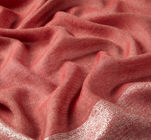 Red Lurex Farba Wool Silk Scarf - Thumbnail