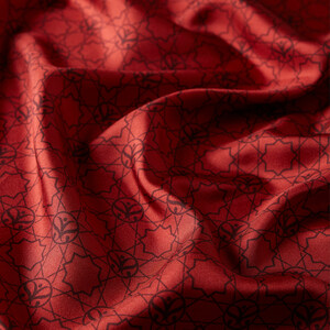 ipekevi - Red Mini Seljuk Monogram Silk Twill Scarf (1)