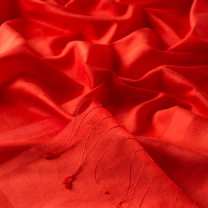 Red Mono Striped Silk Scarf - Thumbnail
