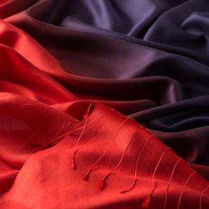 Red Navy Mono Striped Gradient Silk Scarf - Thumbnail