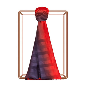 Red Navy Mono Striped Gradient Silk Scarf - Thumbnail