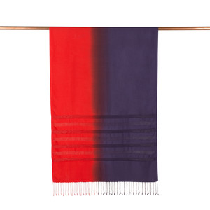 ipekevi - Red Navy Mono Striped Gradient Silk Scarf (1)