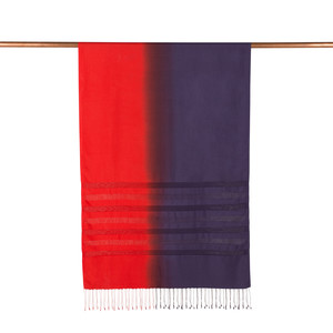 Red Navy Mono Striped Gradient Silk Scarf - Thumbnail