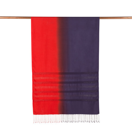 Red Navy Mono Striped Gradient Silk Scarf