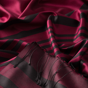 Red Pansy Meridian Striped Silk Scarf - Thumbnail