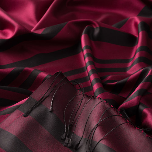 Red Pansy Meridian Striped Silk Scarf