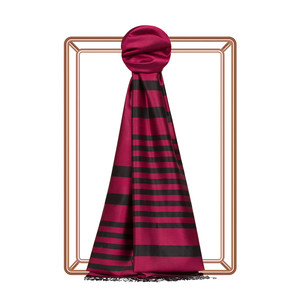 Red Pansy Meridian Striped Silk Scarf - Thumbnail
