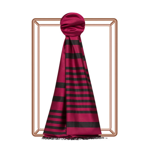 Red Pansy Meridian Striped Silk Scarf