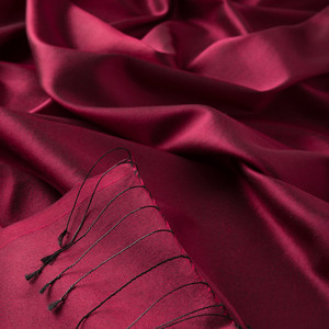 Red Pansy Plain Silk Scarf - Thumbnail