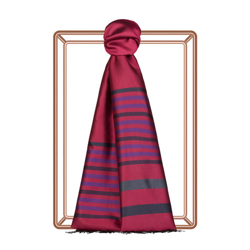Red Pansy Thin Meridian Striped Silk Scarf