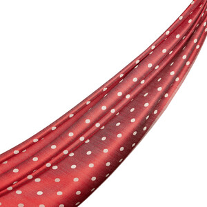 Red Polka Dot Silk Scarf - Thumbnail
