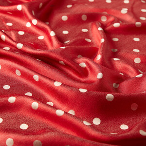 Red Polka Dot Silk Scarf - Thumbnail
