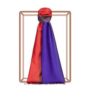 Red Purple Plain Gradient Silk Scarf - Thumbnail