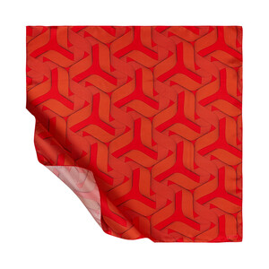 Red Ribbon Print Silk Twill Scarf - Thumbnail