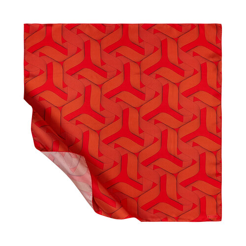 Red Ribbon Print Silk Twill Scarf