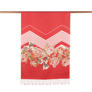 Red Rose Basket Print Silk Scarf - Thumbnail