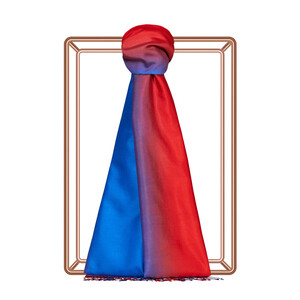 Red Sax Blue Plain Gradient Silk Scarf - Thumbnail